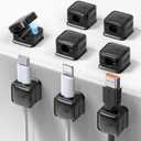 8 Pack Cord Organizer Holder,Costop Strong Adhesive Desk Cable Management Magnetic Easy Open,Organize Phone Charging Cords Wire Holder Organizer Neatly for Home,Office,Car,Desk,Nightstand (Black)