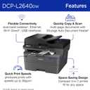 Brother DCP-L2640DW Wireless Compact Monochrome Multi-Function Laser Printer with Copy and Scan, Duplex, Mobile, Black & White | Includes Refresh Subscription Trial(1), Works with Alexa