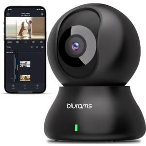 blurams Security Camera, 2K Indoor Camera 360 Pet Camera for Home Security with Phone App, Motion Tracking, 2-Way Audio, IR Night Vision, Siren, Compatible with Alexa & Google Assistant(2.4GHz ONLY) (Black)