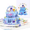 2 x 3D Birthday Pop Up Card for Boys - Astronaut and Rocket Theme Cake, for Space Theme Baby Shower Birthday Party, Envelope Included, All Occasion.