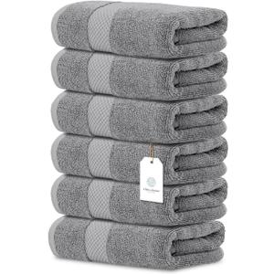 White Classic Luxury Light Gray Hand Towels - Soft 100% Turkish Cotton | Highly Absorbent Hotel spa Bathroom Towel Collection | 16x30 Inch | Set of 6 (02: Light Grey)