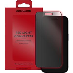 BodyGuardz Red Light Converter Privacy Screen Protector  Passive Red Light Therapy for Face - Promotes Better Sleep, Healthier Skin, Reduced Eye Strain - Privacy Glass, Easy Install (iPhone 17 Pro / 16 Pro)