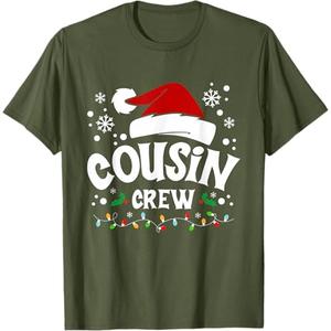 Christmas Cousin Crew Matching Family Xmas Pajama Lights T-Shirt Size S