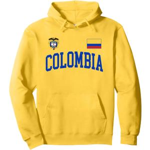 Vintage Retro Colombia Flag Colombian Pride Pullover Hoodie L