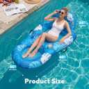 SLOOSH Premium Pool Floats Lounger for Adults - Inflatable Fabric Covered Float Recliner Pool Lounge Chair with Backrest & Cup Holders for Beach Lake Swimming Pool Water