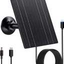 Zivif 10W Solar Charger, 5V Solar Panel for Security Cameras with USB-C/Micro USB/DC 5.5x2.1mm Ports, IP66 Waterproof, 360 Adjustable Mount & 7.2ft Cable