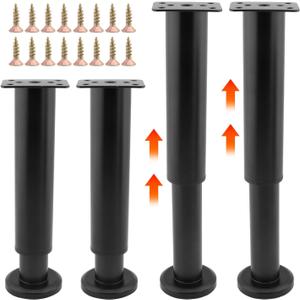 4Pcs Adjustable Metal Furniture Legs with 16 Screws, 7.09-12.99 inch Bed Center Slat Heavy Support Leg, Multipurpose Furniture Replacement Support Leg for Table Cabinet Sofa(Black) 4Pcs Adjustable Metal Furniture Legs with 16 Screws, 7.09-12.99 inch Bed Center Slat Heavy Support Leg, Multipurpose Furniture Replacement Support Leg for Table Cabinet Sofa(Black)