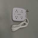 6 Ft Surge Protector Power Strip - 8 Widely Outlets with 4 USB Ports, 3 Side Outlet Extender with 6 Feet Extension Cord, Flat Plug, Wall Mount, Desk USB Charging Station, ETL,White