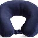 Adult Cozy Soft Microfiber Neck Pillow for Travel  Compact, Machine Washable - Perfect for Airplane, Car, or Home Use - Filled and Finished in The USA  Navy