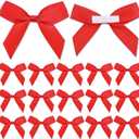 40 PCS Red Satin Ribbon Bows Self Adhesive Bows for Luxury Gift Wrapping Small Tied Ribbon Adhesive Bow for DIY Satin Ribbon Bows for Brithday Christmas Party Gift Wrap Bows for Bags