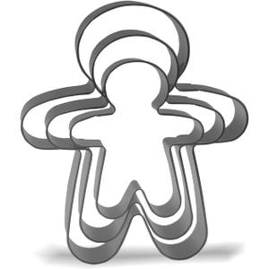 3 x Keewah Gingerbread Man Cookie Cutter Set - 5,4,3 - 3 Piece - Stainless Steel