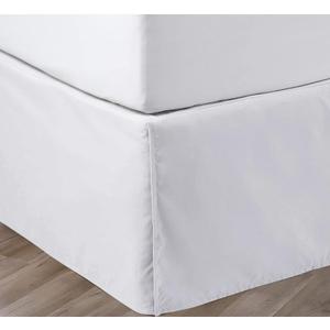 SGI Bedding 15 inch Drop Bed Skirt King Size Platform Style with Secure Fit, Classic Tailored Look, Elegant Pleated Style Dust Ruffle, Split Corners, Wrinkle Resistant Microfiber - White