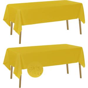 Fokitut 2 Pack Waterproof Rectangle Tablecloth, 60x102 Inch, Stain Resistant and Wrinkle Polyester Table Cloth, Fabric Table Cover for Kitchen Dining, Wedding, Party, Holiday Dinner-Yellow