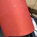 Modern Arc Floor Lamp with Dimmer Mid Century Abstract red Brushed Texture Cement Concrete Metal Standing Lamp with Linen Shade Footswitch for Living Room Bedroom Office