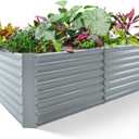 Land Guard 6×3×2ft Galvanized Raised Garden Bed, Planter Boxes Outdoor, Raised Garden Beds Outdoor for Vegetables, Flowers, Herbs, 269 Gallons, Modern Gray