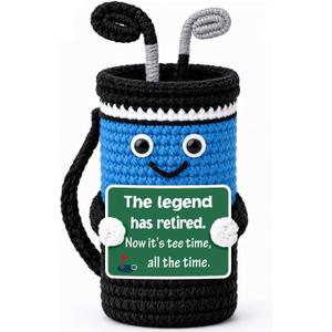 Retirement Gifts For Men Woman, Present Handmade Crochet Golf Bag Plush, Cool Funny Gift Ideas for Him Her Boss Lady Manager Male Female Coworkers, Cute Desk Decor for Dad Husband Golf Enthusiasts