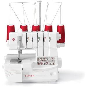 Professional 14T968DC Heavy-Duty Metal Frame Serger Overlock and Accessory Kit with 2-3-4-5 Stitch Capability, Removeable Trim Trap, 1300 Stitches per minute, & Self Adjusting, White