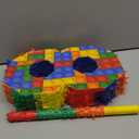 Number 8 Pinata Building Blocks 8th Birthday Party Decorations with Pinata Stick Blindfold for Kids Happy Birthday Building Block Theme Party Supplies (Small, 16 x 10.6 x 3 In)