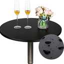 JISEN Cocktail Waterproof Round Table Topper Cap Polyester Fitted Stretchable Tablecloth Cover 9x15 Inch D-Black