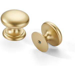 khtumeware 4 Pack 1-1/2 inch Bifold Closet Door Knobs Brushed Gold Cabinet Knobs Made of Zinc Alloy Suitable for Kitchen Cabinets/Bathroom Cabinets/Bedroom Furniture Includes Installation Screws
