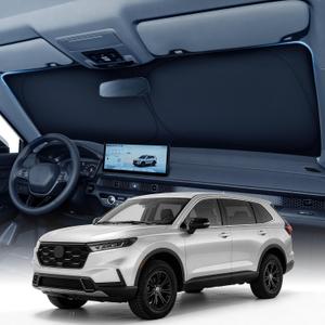 Large Windshield Sun Shade for Honda CRV 2023-2026, 7-Layer Heavy-Duty & Blocks UV Rays, 3D Scanned Custom Fit, Keep Interior Cooler, Easy Storage & Foldable SUV Accessories, No Sagging