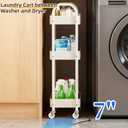 3 Tier Narrow Rolling Storage Cart for Laundry Room Bathroom Kitchen, 7.1'' Slim Utility Cart with Wheels and Lockable Casters Standing Shelf for Small Space & Between Washer and Dryer, White (7.1"D x 15.8"W x 26.4"H)