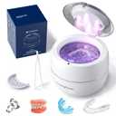 Ultrasonic Retainer Cleaner Machine, Upgraded 45kHz Ultrasonic Jewelry Cleaner for Ring, Aligner, Nightguard, Mouth Guard, Toothbrush Heads, Dental Cleaning Pod with 4 Lights (200ML)