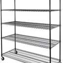 Seville Classics UltraDurable Heavy Duty NSF Solid Steel Wire Rack Storage Unit, Organizer for Garage, Warehouse, Office, Restaurant, Classroom, Kitchen, Black, 5-Tier Shelving, 60" W x 24" D