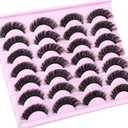 False Eyelashes Volume Russian Strip Lashes D-Curly Fake Eyelashes Extension Wispy Cat Eye Lashes Handmade Soft Reusable 14 Pairs Lashes Pack