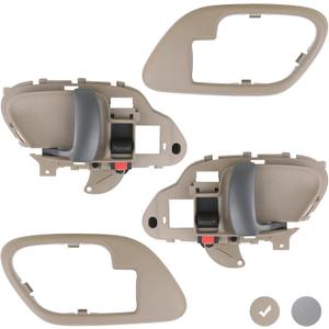 APPERFiT Interior Door Handle w/Bezel Kit (Tan) Compatible with 1995-2002 Chevy Chevrolet GMC Truck C1500 C2500 C3500 K1500 K2500 K3500 Suburban Tahoe Yukon 15708051 15708052