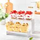 Zezzxu 7 oz Square Mini Dessert Cups with Spoons - 50 Pack Plastic Pudding & Parfait Cups Party Dessert Shooters for Serving Trifle Mousse Cake Appetizers