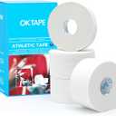 OK TAPE Athletic Tape Finger Tape, Extra Strong Adhesive Sports Tape for Weightlifting, Climbing, Basketball, Volleyball, White 3 Rolls 1.5" x 15yds and 1 Roll 0.5in x 15yds