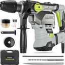 PTS 1-9/16 Inch SDS-Max Rotary Hammer, 13.5 Amp Heavy Duty 3 Functions Corded Concrete Demolition Hammer, w/Vibration Control & Safety Clutch, Includes Drill Bits, Chisels, Carrying Case (Green)