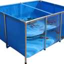 PVC KOI Aquarium Tank, Temporary Fish Tank with Clear Viewing Panel, KOI/Goldfish Pond with 304SS Frame & Drain Valve(59.0" L*31.5" W*27.6" H, About 200Gal Water Capacity)