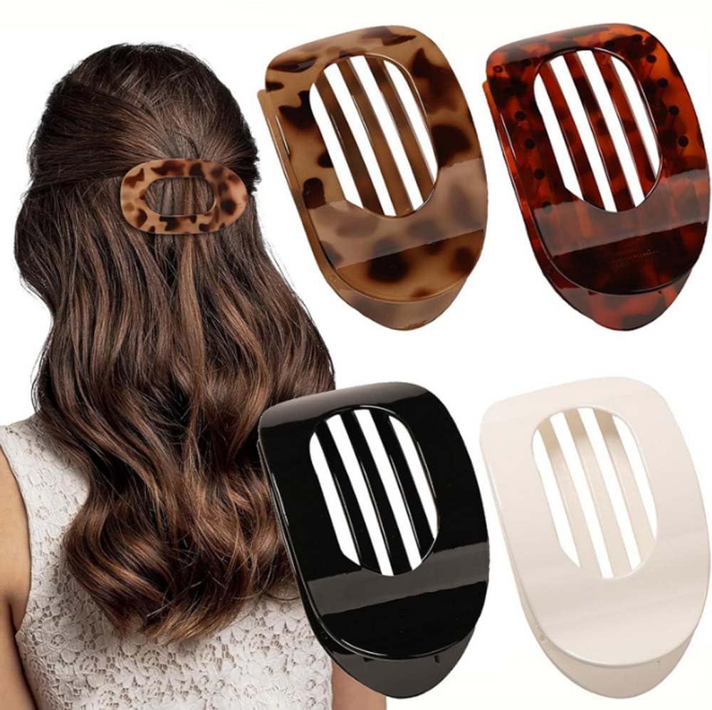 4 PCS Flat Hair Clips,Non-slip Flat Claw Clip Strong Grip Hair Claw Clips Hair Barrettes for Women Girls Thick Hair (Color 1)