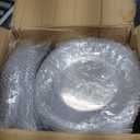 Bokon 50 Set Clear Charger Plates Bulk 13 Inch Beaded Plastic Charger Plates with Napkin Rings Acrylic Round Dinner Table Decorative Plates for Party Wedding Thanksgiving(Clear and Silver)