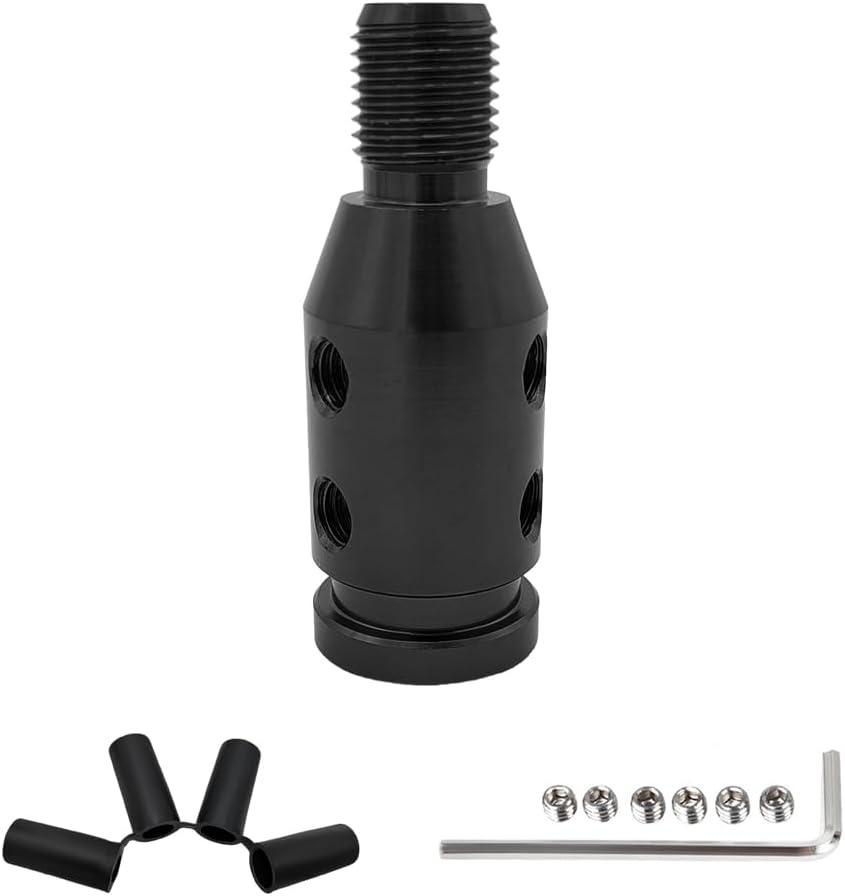 Universal Gear Shift Knob Adapter, M121.25 Aluminum Alloy Shifter Knob Adapter for Non-Threaded Shifters, Shifter Knob Boot Retainer Gear Stick Connector, Car Accessories (Black) (Black-M12)