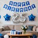 25th Birthday Party Decoration Blue for Him, Happy Birthday Banner Blue Number 25 Birthday Star Foil Balloons Latex Confetti Balloons for Men Him 25 Years Old Birthday Supplies(25th)