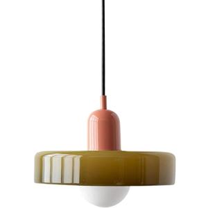 Mid Century Modern Pendant Light Orange Green Glass Hanging Light Nordic Large Single Lamp Vintage Farmhouse Dining Room Chandelier Over Table Kitchen Island Bedroom Hallway Restaurant