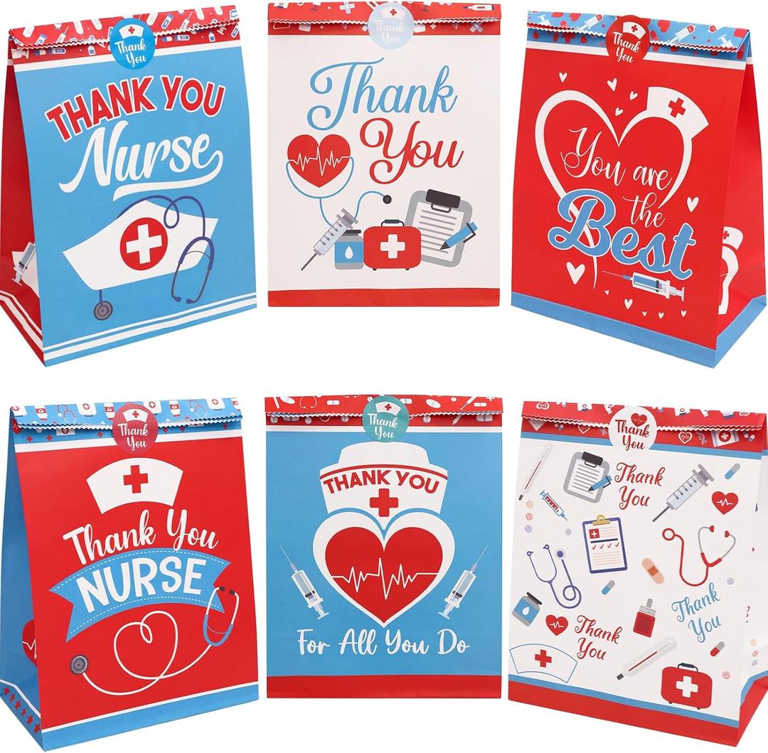 4 x Fancy Land Nurses Week Gift Bags Thank You Nurses 18 Goody Bags Nurse Appreciation Healthcare Party Supplies Cute