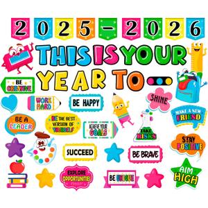 2 x HOWAF 52pcs Classroom Bulletin Board Decoration Set,2025-2026 This is Your Year Cutout for Welcome Back to School Classroom Decor,Positive Accents Cut-Outs for First Day of School Chart Wall Supplies 2 x HOWAF 52pcs Classroom Bulletin Board Decoration Set,2025-2026 This is Your Year Cutout for Welcome Back to School Classroom Decor,Positive Accents Cut-Outs for First Day of School Chart Wall Supplies