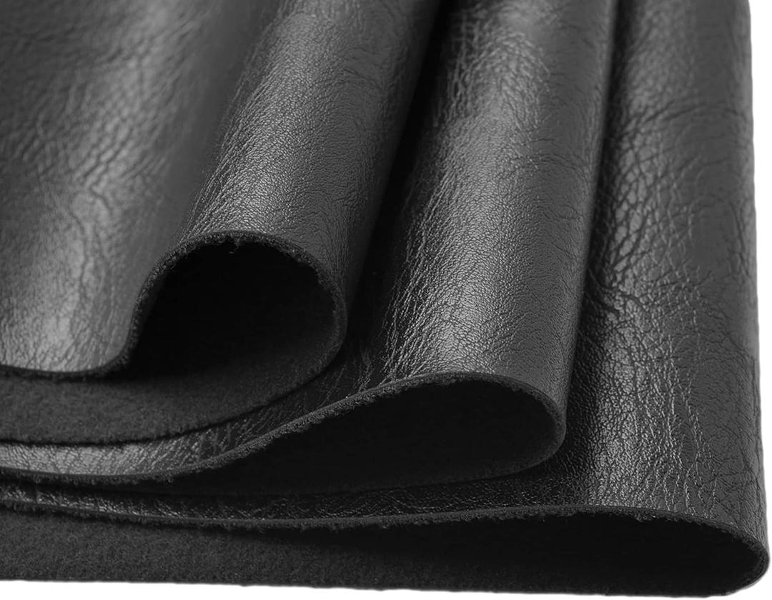 Wento Thick Faux Leather Fabric Soft Skin Grain PU Leather for Furniture Cover Reupholster Sofa Chairs Cushions Vinyl Upholstery (1 Yard, Black)