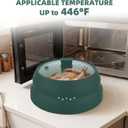 Tall Microwave Splatter Cover Glass Cover Guard Lid 6 inch Height with Collapsible Silicone for Food Pot Plate 12.5 inch Dark Green