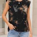 SOFIA'S Choice Women Shoulder Pad Tops Sleeveless Tank Top Black H X-Large (XL)
