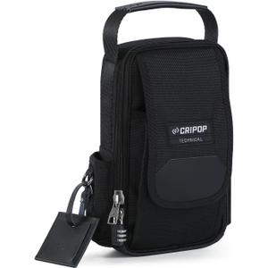 TECH14 Electrician Tool Bag, Heavy Duty Small Tool Pouch, Portable Utility Organizer Case with Zipper Handle, Perfect for Electricians (Black)