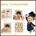 OuMuaMua Graduation Decorations Class of 2026-30pcs White and Gold Graduation Table Centerpieces Sticks Table Toppers with Lights for College High School Congrats Grad Party Supplies