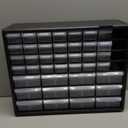 Akro-Mils 44-Drawer Plastic Drawer Storage Cabinet for Garage Organization, Bead Organizer, Building Bricks Storage, Teacher Toolbox, Makeup Organizer, 20" W x 6" D x 16" H, 10144 Black