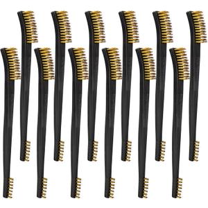 12 Pack Double-Ended Gun Cleaning Brushes Set, Brass Brush Gun Cleaning -Nylon Handle - All Purpose Cleaning Supplies Kit