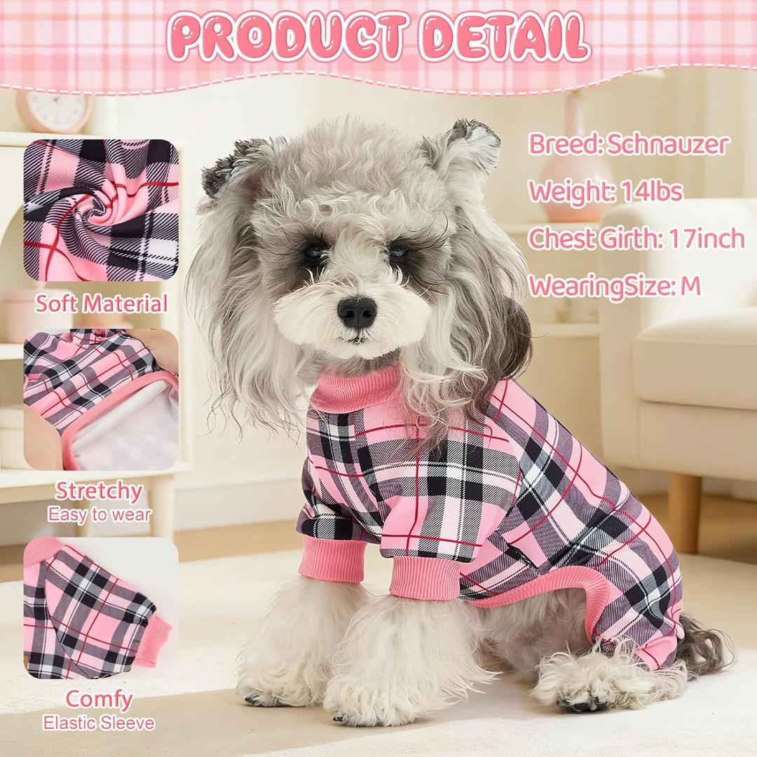 XPUDAC Plaid Dog Pajamas Outfits Cozy Size Small