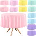 12 Pack Round Disposable Tablecloths, Plastic Pastel Table Cover for Birthday Wedding Baby Shower Party Decoration,6 Color, 84 Inch